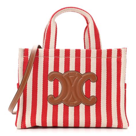 CELINE STRIPED HOBO in TRIOMPHE CANVAS & CALFSKIN